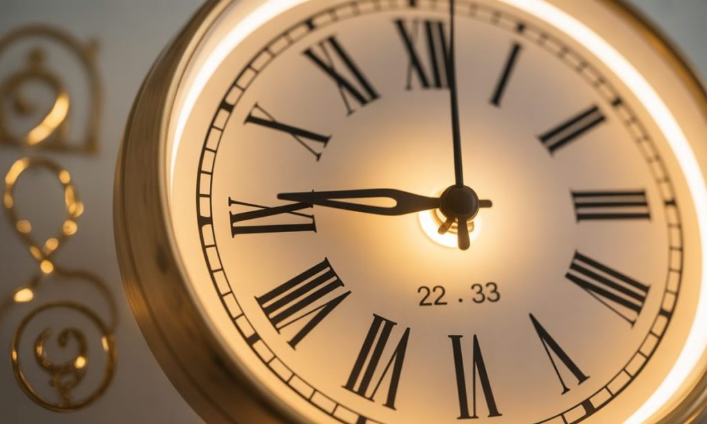 découvrez la signification spirituelle de l'heure miroir 22h33 : un message puissant du maître nombre 22 associé à l'éveil spirituel, à la guidance et à la réalisation de soi.